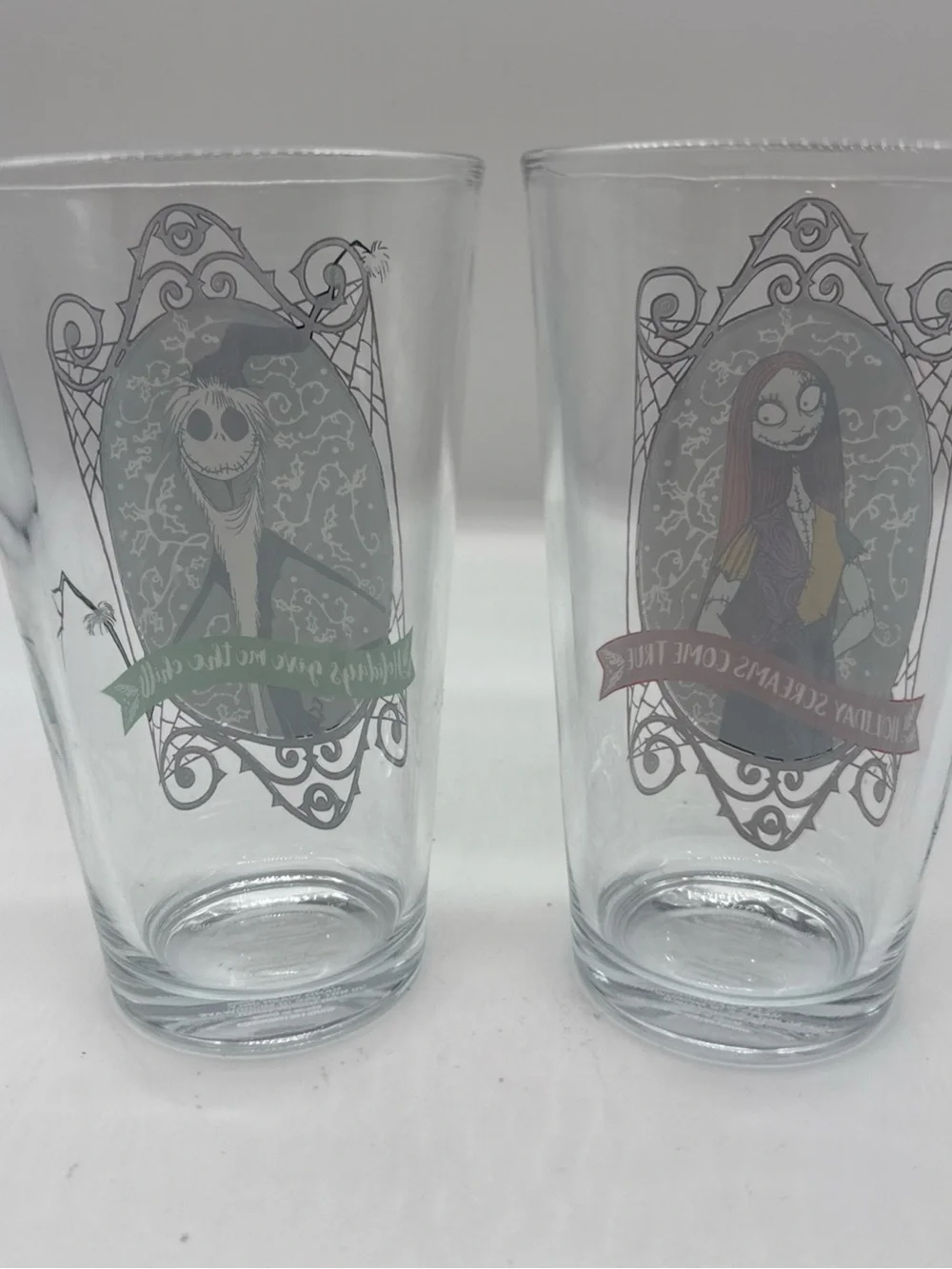 Disney Nightmare Before Christmas Character Pint Glasses - Red & Green Accents
